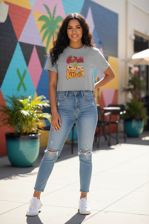 Cookies & Creme Kingdom - Bella + Canvas Cropped Tee - Lifestyle Model