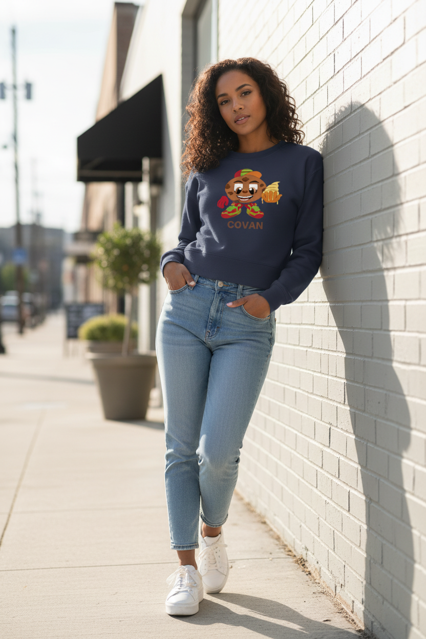 COVAN - District Women's Cropped Crew - Lifestyle Model