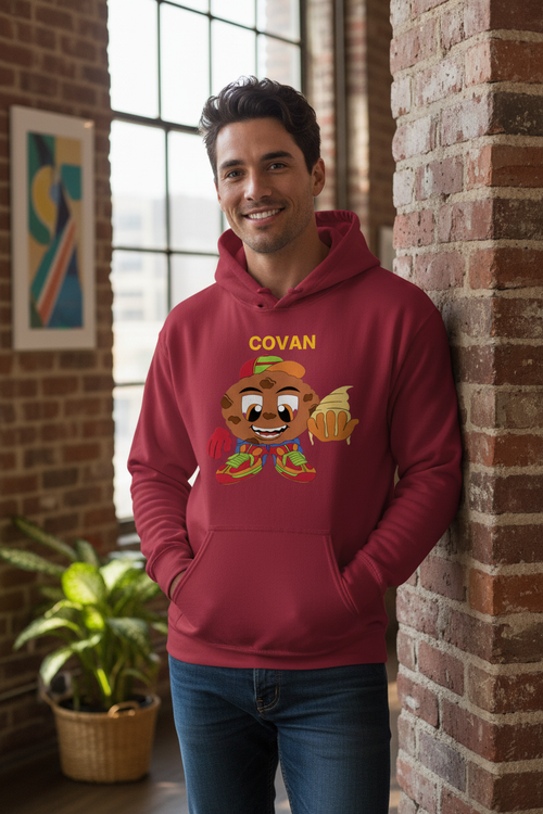 COVAN - Gildan G185 Cardinal Red Hoodie - Lifestyle Model