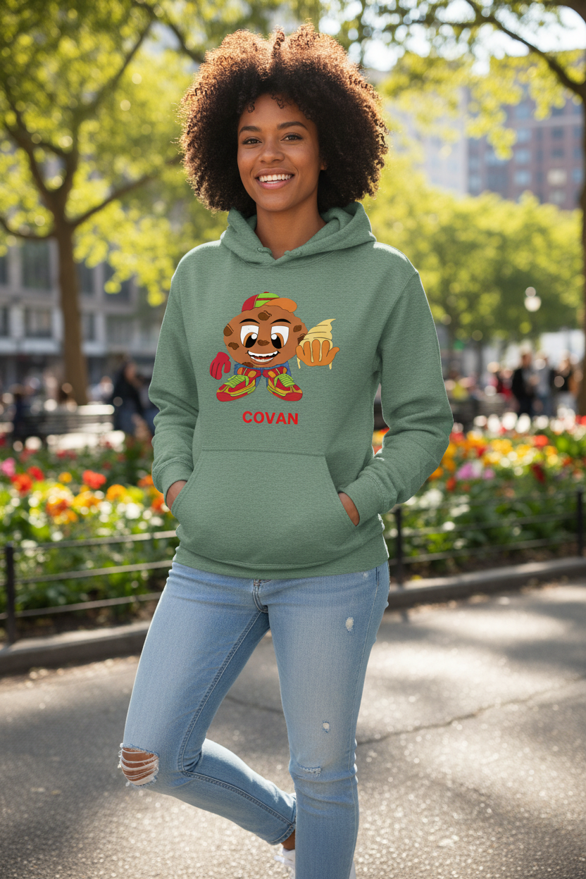 COVAN - Gildan G185 Heather Green Hoodie - Lifestyle Model
