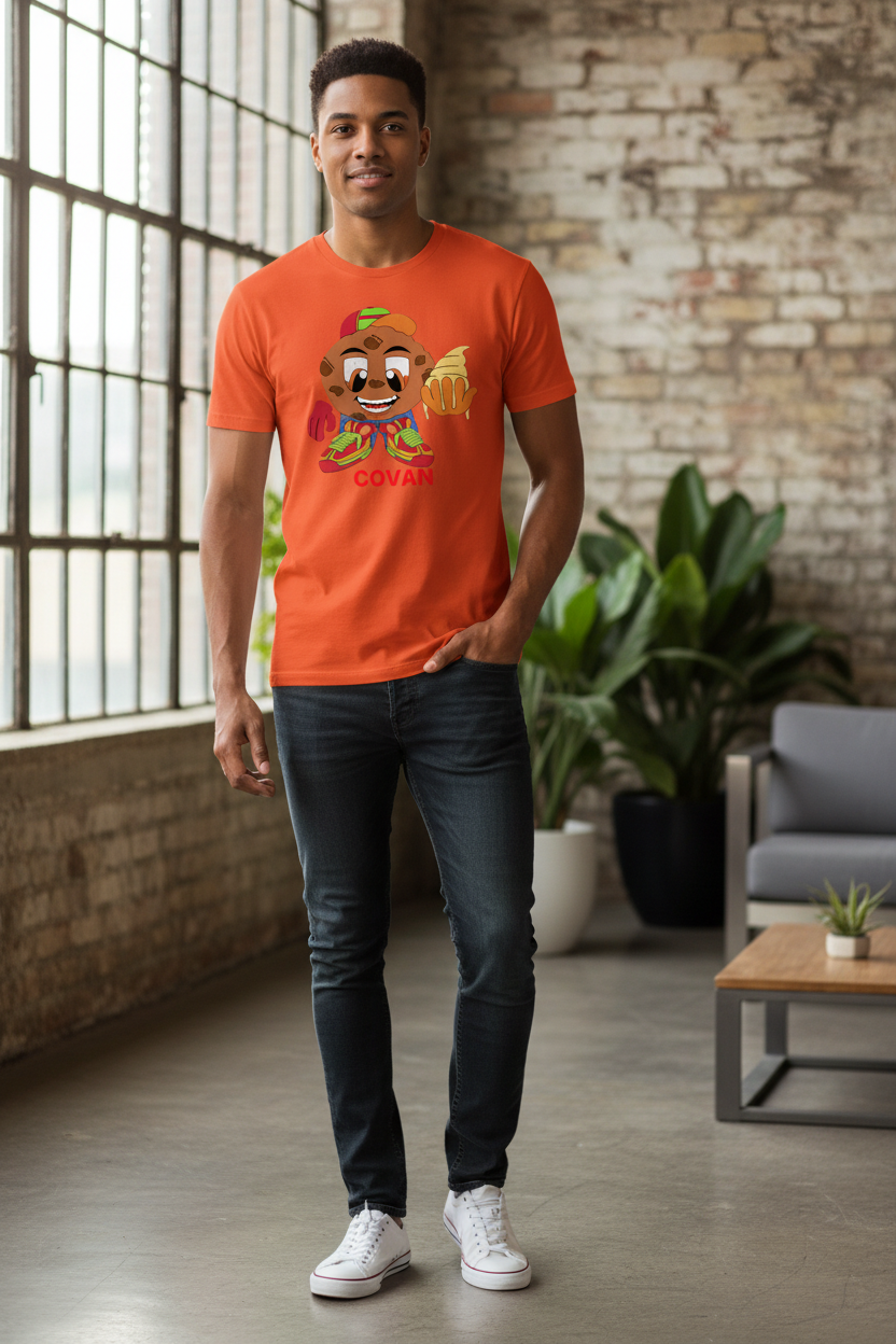 COVAN - Port & Company Tall Core Blend Tee Orange - Lifestyle Model