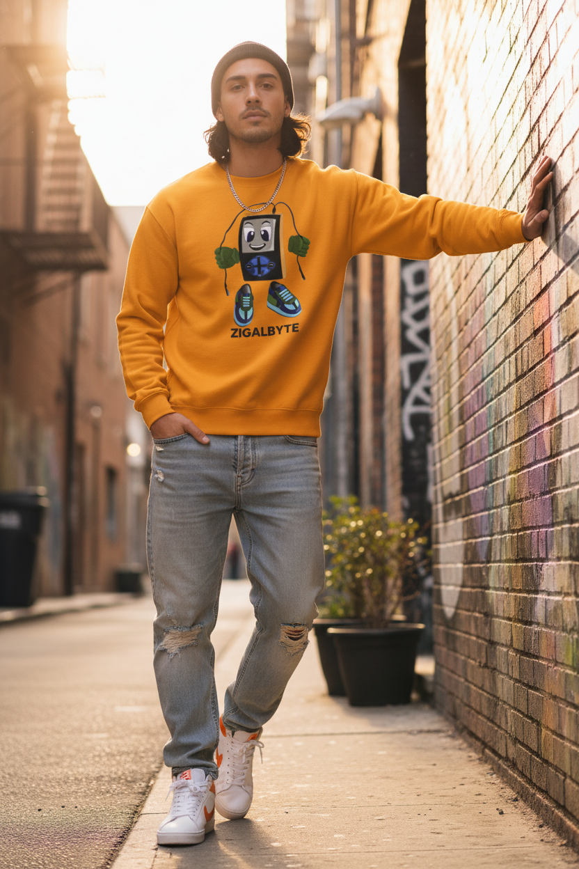ZIGALBYTE Gildan Adult Heavy Blend Fleece Crew Lifestyle