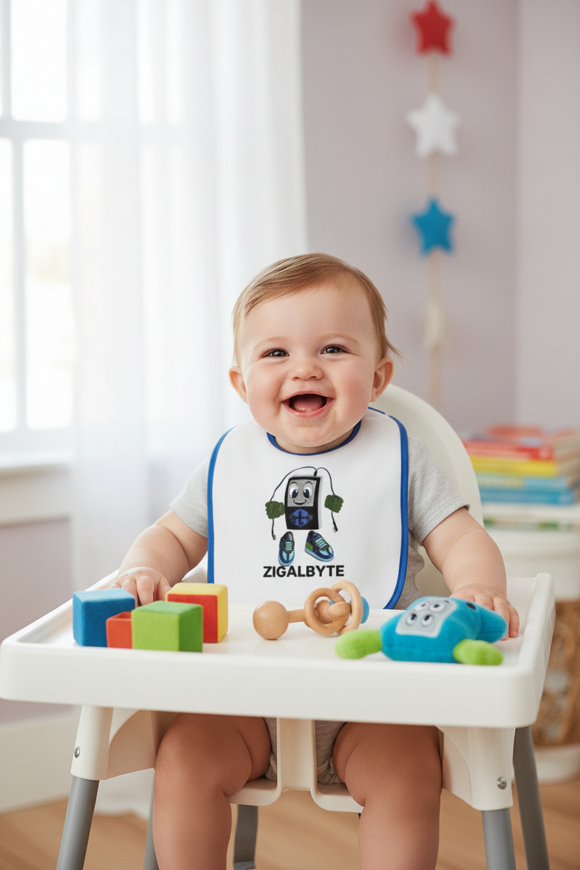 ZIGALBYTE Rabbit Skins Infant Contrast Trim Bib Lifestyle